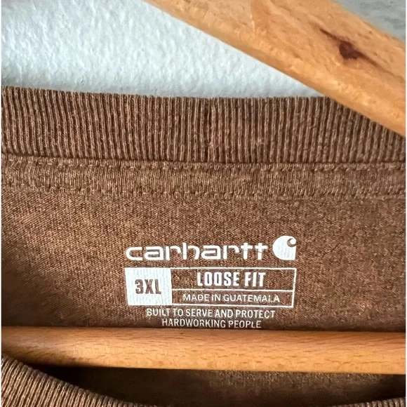 Carhartt Loose Fit Heavyweight Short-Sleeve Pocket T-Shirt  3XL Walnut Brown EUC - Picture 3 of 9